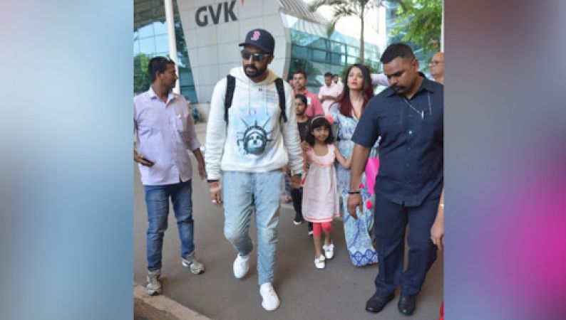 See Photos: Aishwarya Rai Bachchan, Abhishek Bachchan with daughter Aaradhya return from Goa