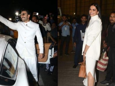 DEEPVEER wedding See Pics : Ranveer Singh and Deepika Padukone dressed in white flly to Italy