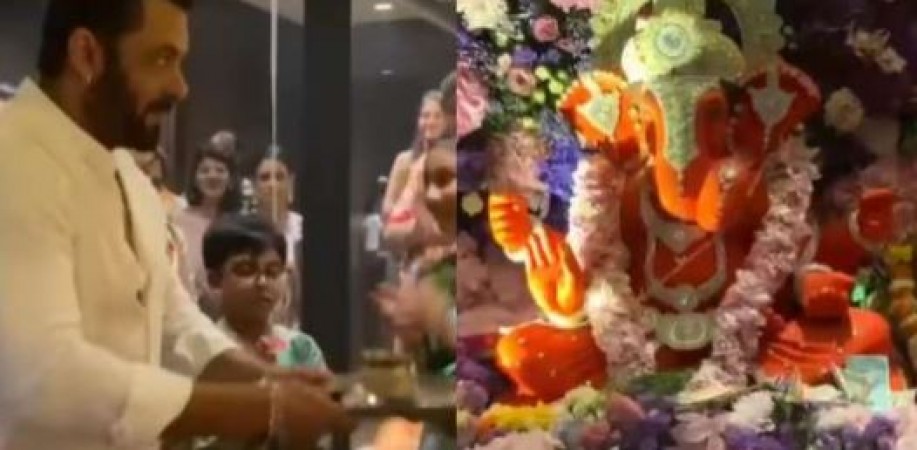 Video!! Salman Khan welcomes Lord Ganesh at Arpita’s home, Video went viral