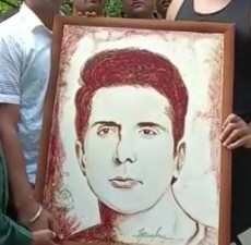 Shocking: A fan gifts a painting made up of his Blood to this actor, actor reacts
