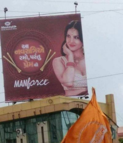 Surat protestors demand ban on Sunny Leone's Navratri-themed condom ad