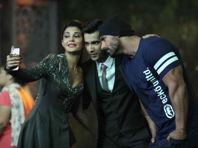 Varun, John and Jacqueline on the set of India's Got Talent !