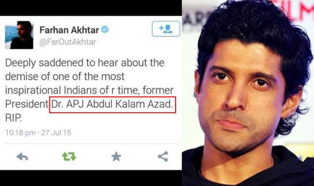 अब फरहान ने भी लिखा डॉ. कलाम का नाम गलत