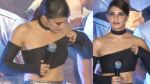 jacqueline caught with oops moments at Dishoom Trailer launch