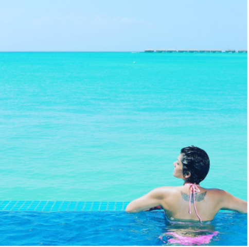 Mandira Bedi’s ravishing look in bikini sari in Maldives