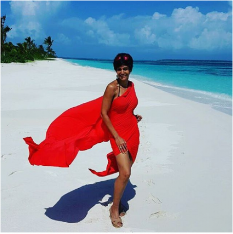 Mandira Bedi’s ravishing look in bikini sari in Maldives