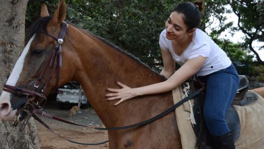 Tamannah Bhatia learning horse riding for Rajamouli's Baahubali 2