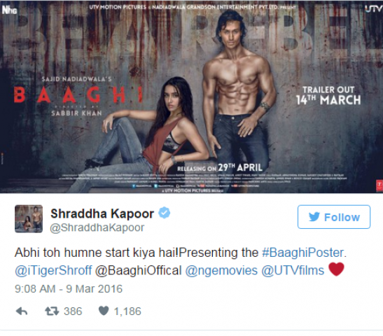 Baaghi’s first look unveiled Shraddha and Tiger returned to rebel