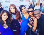 PeeCee poses with Meghan Trainer at Billboards awards