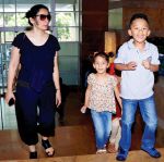 Maanyata Dutt with her kids didn't shy away from paparazzi, cute!