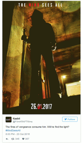 New poster Hrithik's 'Kaabil' is out!