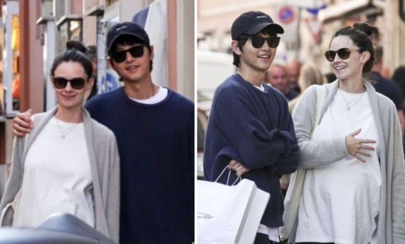 Song Joong Ki and her wife spot in Rome and Katy flaunts her baby bump