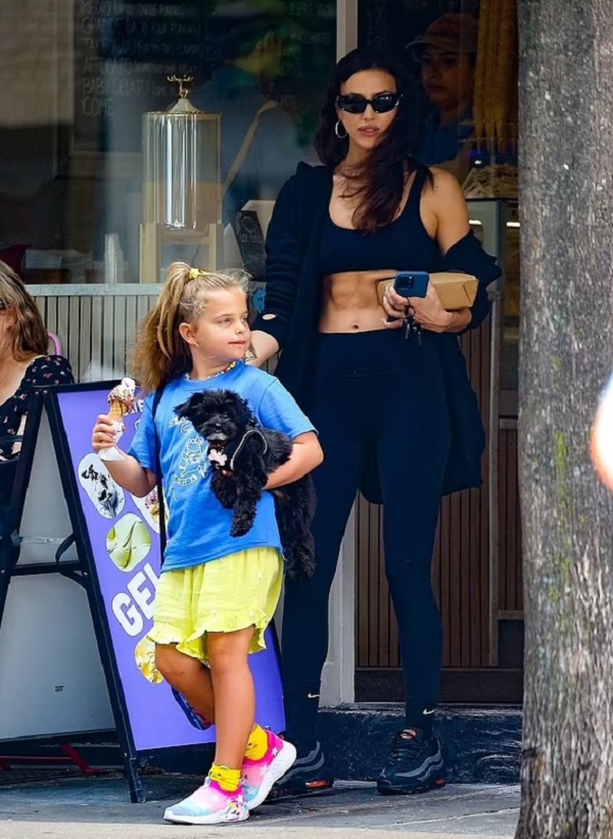 Irina Shayk was seen spending quality time with her daughter after her gym session, flaunting her toned abs in a black sports bra