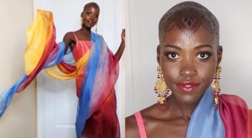 Lupita Nyong'o dresses up in a saree and flaunts henna tattoo on her head