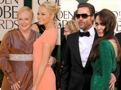 Emma Stone trips down sitting next to Angelina Jolie and Brad Pitt had kids during Golden Globes 2011