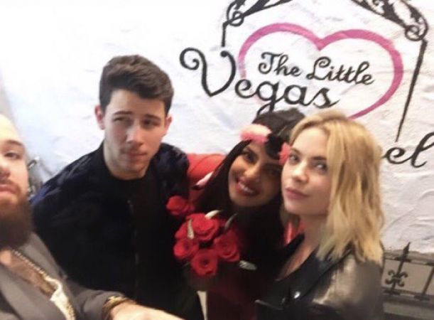 Priyanka Chopra and Nick Jonas take selfie outside the Little Vegas wedding chapel