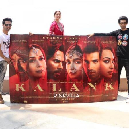 Alia, Varun, Aditya unveil a huge poster of Kalank at the beach
