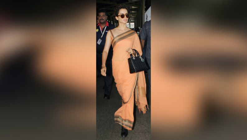 Kangana Ranaut is setting a trend to wear Sari at airport