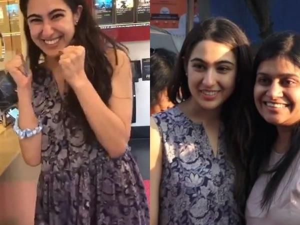 Sara Ali Khan watches her own films and poses with fans, watch video here