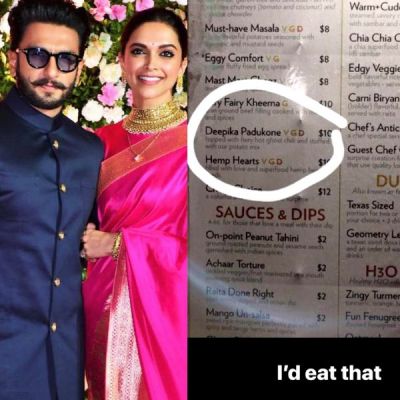 A restaurant in United US serves a dosa named after Deepika Padukone, Ranveer Singh reacts to it