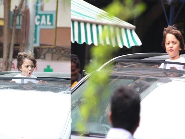 Little AbRam Khan's swag in open car ride