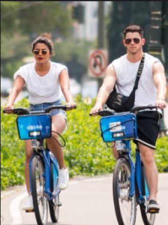 Priyanka and Nick spotted while cycling together on American Independence Day