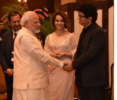 PM Narendra Modi meets Kangana Ranaut and Prasoon Joshi