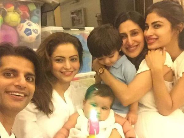 Tele-town girls clicking pictures with Karanvir Bohra's twin babies