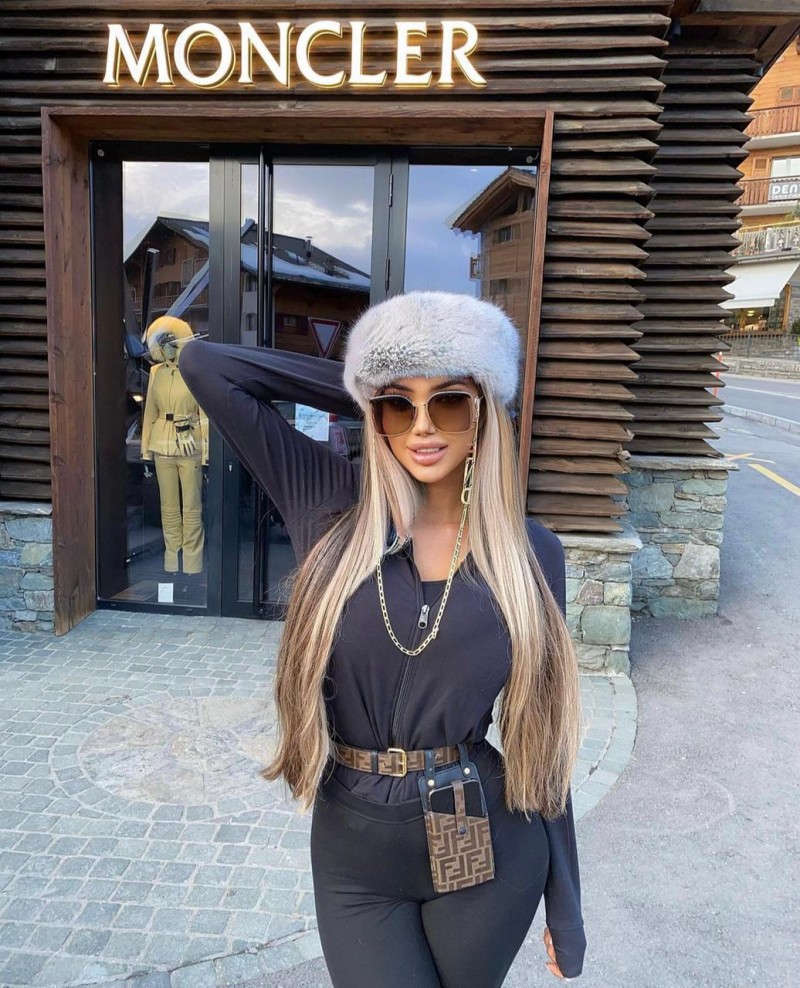 Playboy model Chloe Khan swaps her usual Bikini and hot beach for the icy ski slopes of Switzerland.