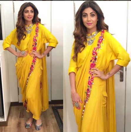 Shilpa Shetty notches up style with fusion dressing