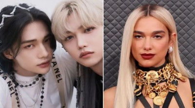 Stray Kids’ Felix, Hyunjin, & Dua Lipa hang out together at a luxury fashion event in Paris