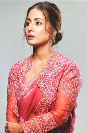 Hina Khan looks stunning in a pink organza saree: Have a look