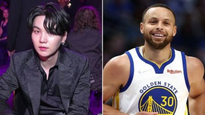 NBA Tokyo: BTS' SUGA meets Stephen Curry of the Golden State Warriors