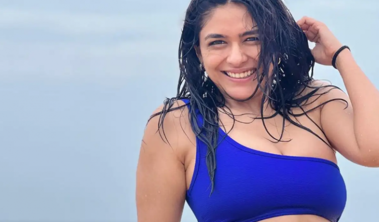 Mrunal Thakur shares her latest beach pics in a blue bikini