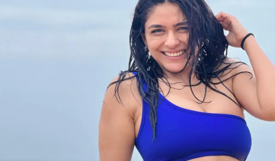 Mrunal Thakur shares her latest beach pics in a blue bikini