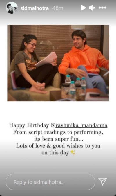 Sidharth Malhotra wishes co-actor Rashmika Mandanna birthday