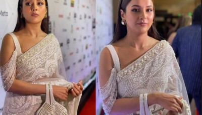 Film Fare: Shehnaaz Gill’ s Gorgeous Look in White Saree