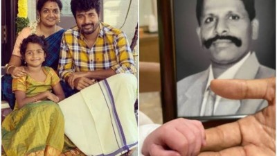 Sivakarthikeyan pens note welcoming baby boy, shares photo of baby and his late father