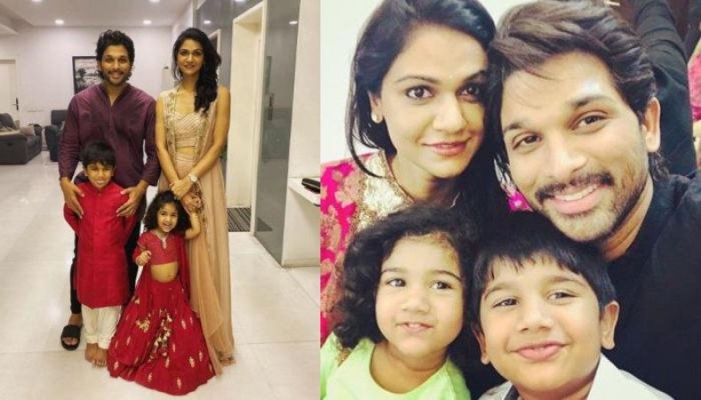 Stylish Star Allu Arjun cute video with his kids trending on net, have a look here