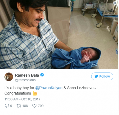 Tollywood Superstar Pawan Kalyan has blessed with baby boy