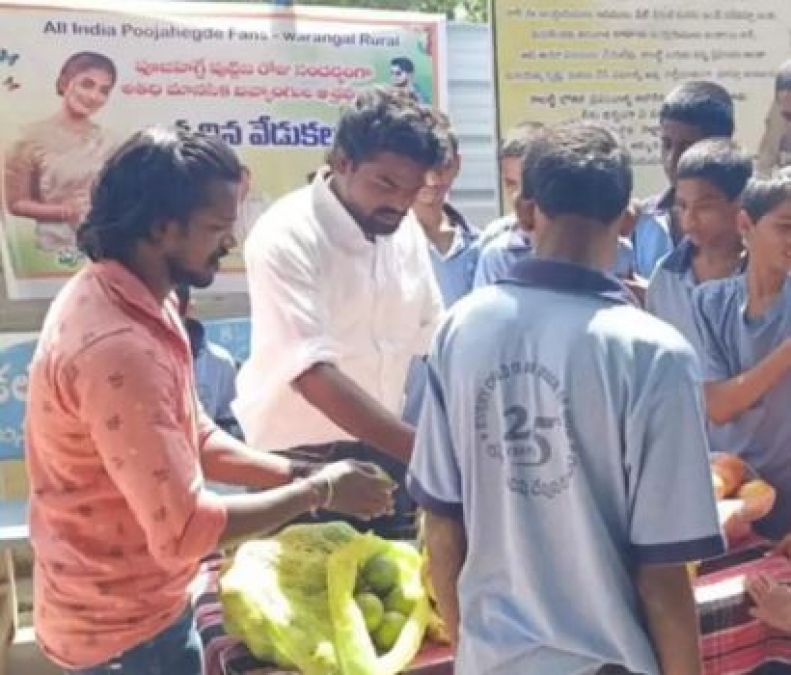 A Fan of this south actress donates fodder for 111 cows, feeds specially-abled kids