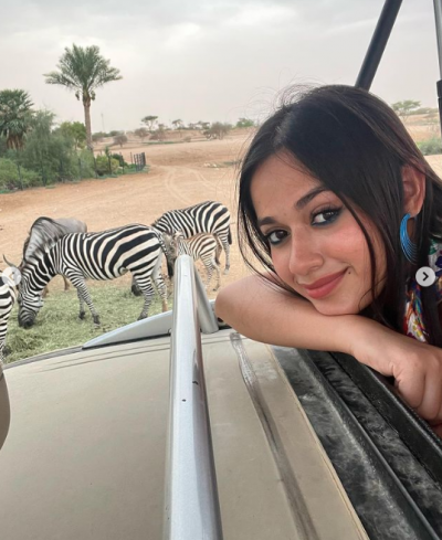 Jannat Zubair shares a cute video of herself, feeding Giraffes in Abu Dhabi