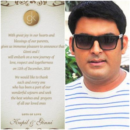 Kapil Sharma shares his wedding card on Instagram, all set to tie knot on December 12