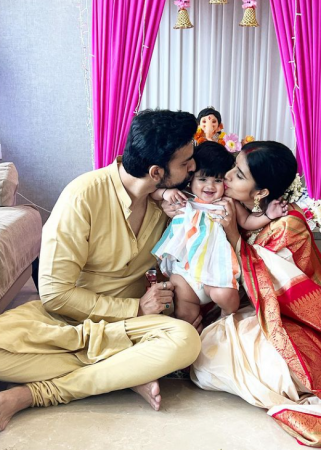 Charu Asopa shares pictures with Rajeev Sen and daughter as they celebrate Ganesh Chaturthi