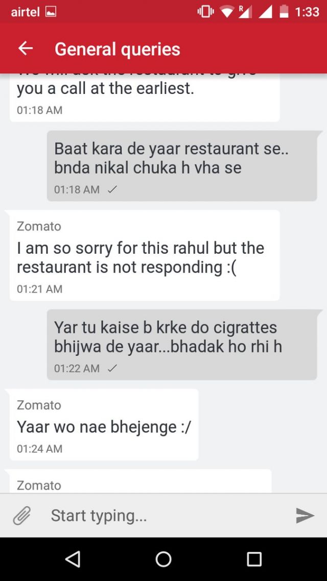 Zomato's Executive do care about Customers, See How??