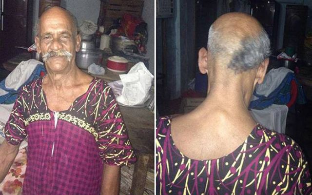 Vendor showed his disapproval against 'Demonetisation' by shaving off his half head!