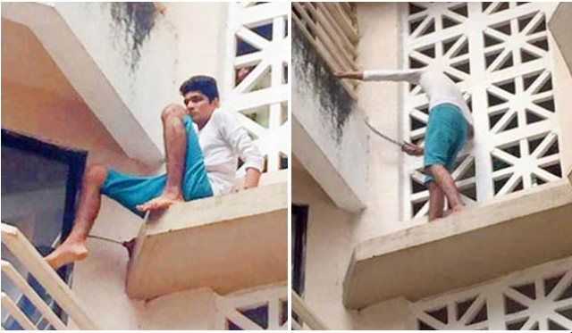 20-year-old boy climbed up three floors to avenge an insult of mother