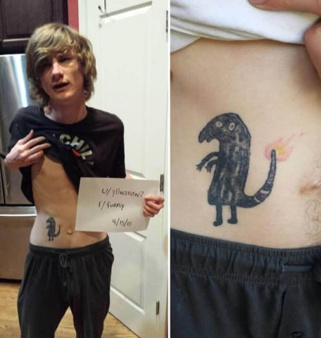 Pictures:Drinking let them made worst tattoos on body!