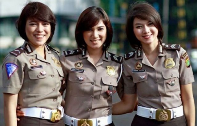 Indonesian police selects girls if they are beautiful and attractive...!