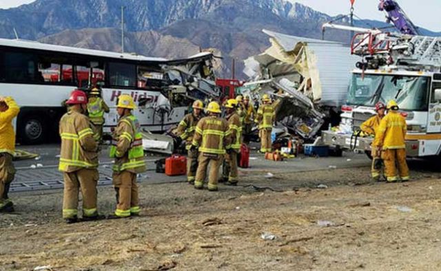 Tour bus collided with a truck in California; 13 killed